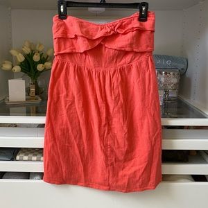 Asos Coral Beach Cover Up Strapless Cotton Dress